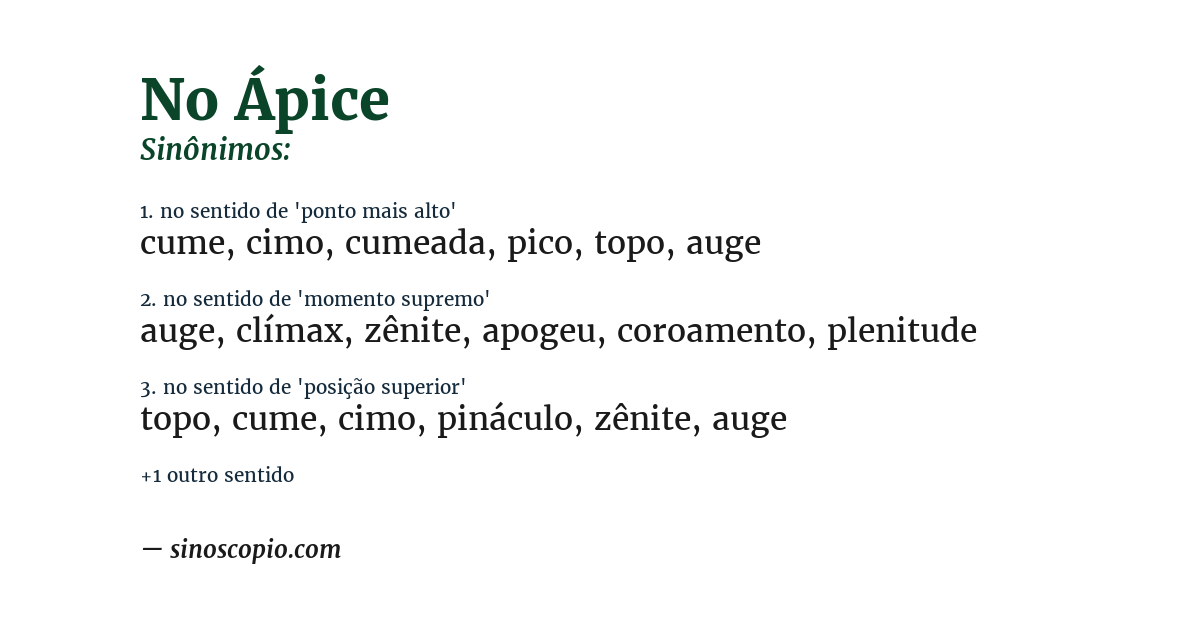 Sinônimo de no ápice