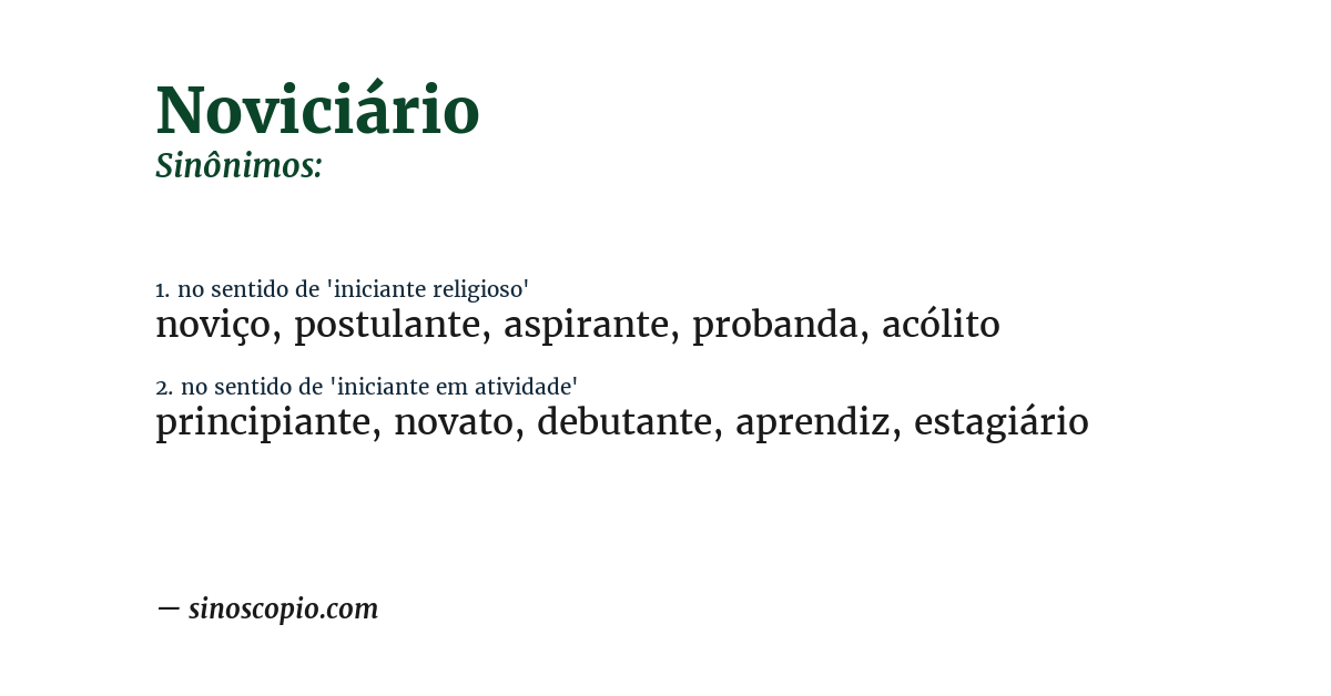 Sinônimo de noviciário