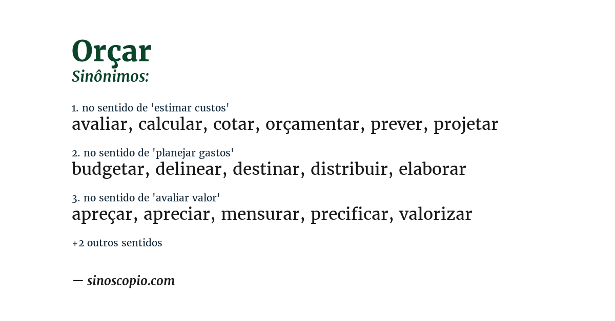 Sinônimo de orçar