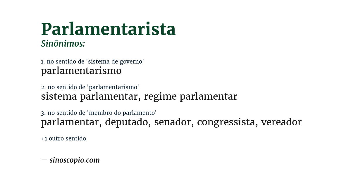 Sinônimo de parlamentarista