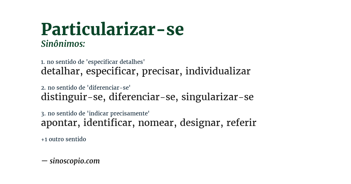 Sinônimo de particularizar-se