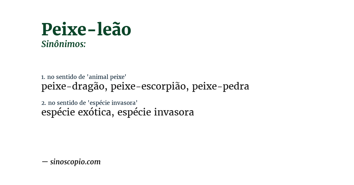 Sinônimo de peixe-leão