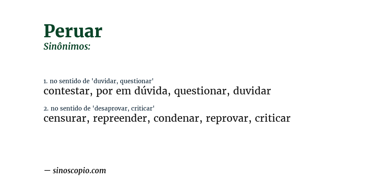 Sinônimo de peruar
