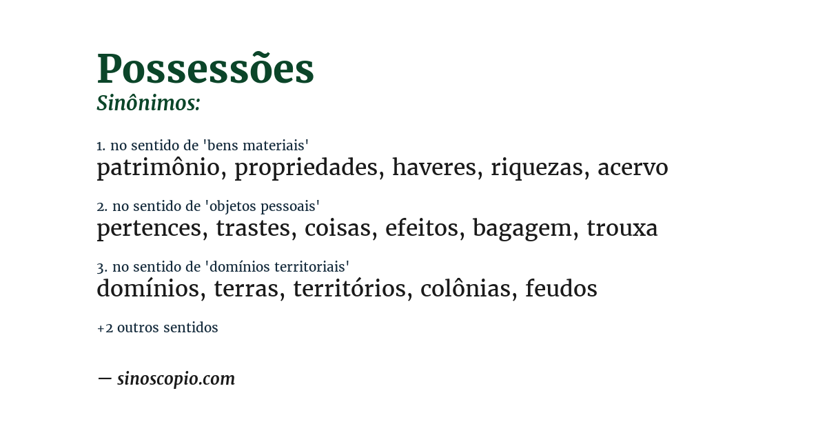 Sinônimo de possessões