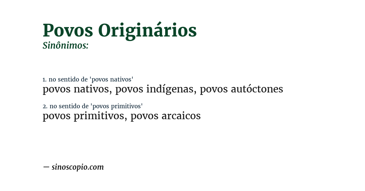Sinônimo de povos originários