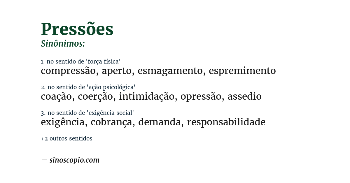 Sinônimo de pressões