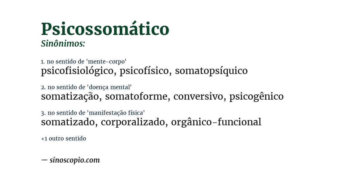 Sinônimo de psicossomático