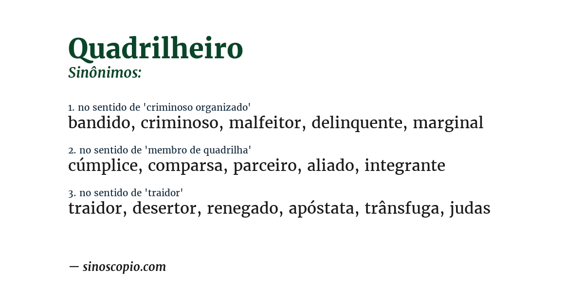 Sinônimo de quadrilheiro