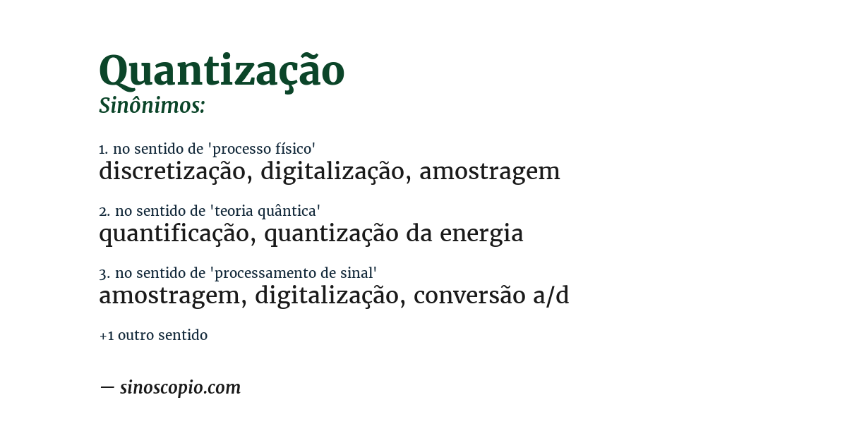 Sinônimo de quantização