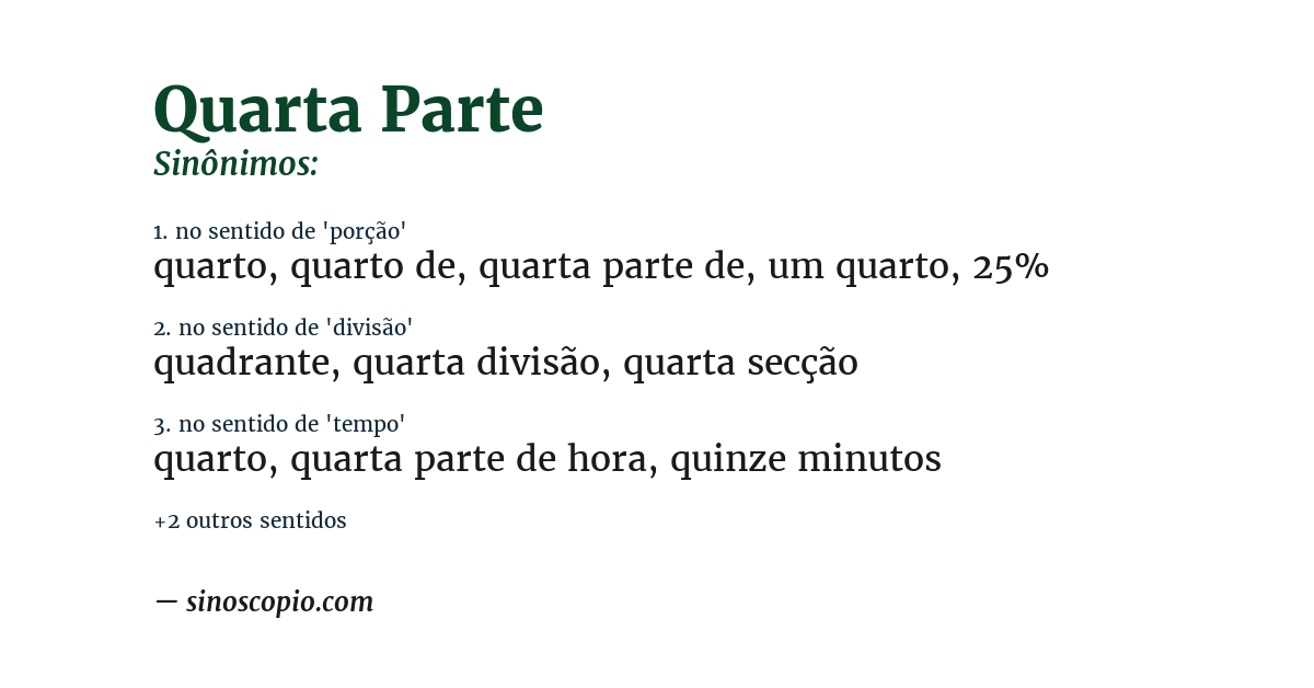 Sinônimo de quarta parte