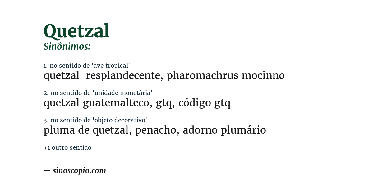 Sinônimo de quetzal