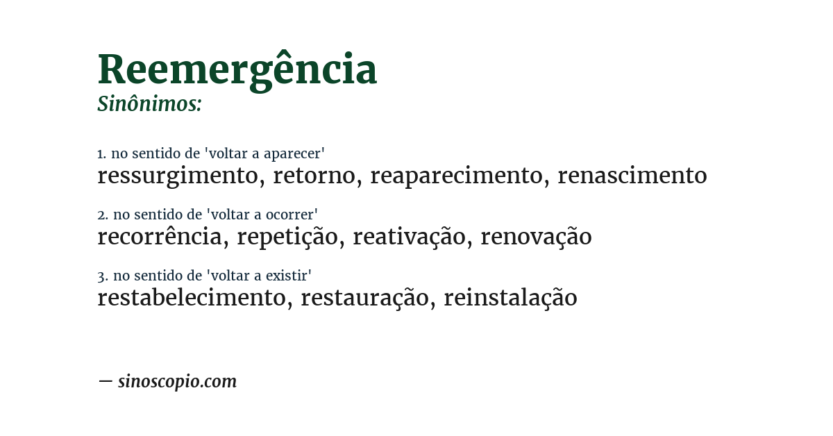 Sinônimo de reemergência