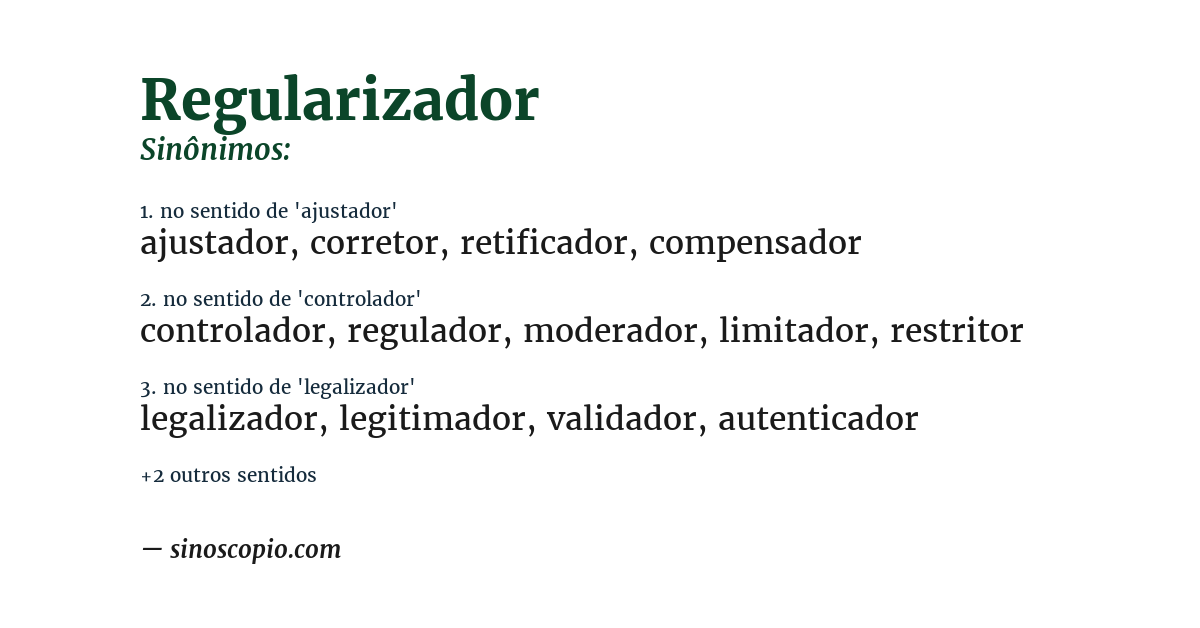 Sinônimo de regularizador