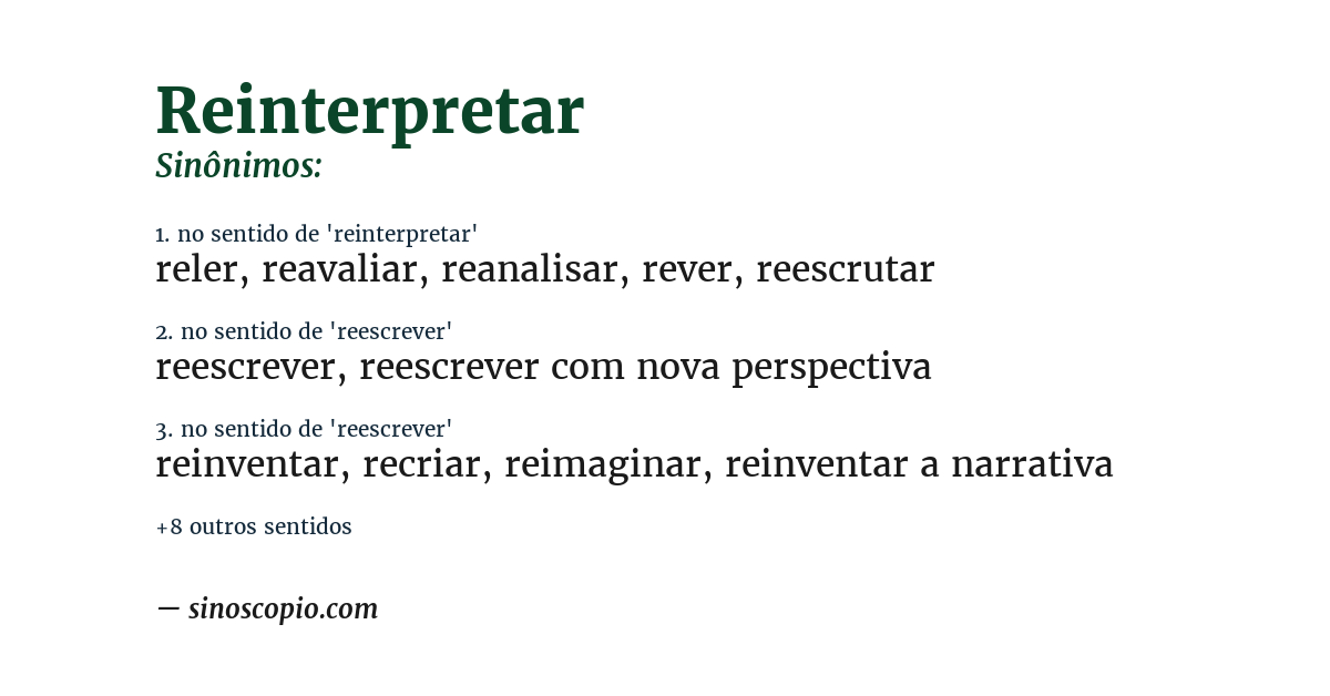 Sinônimo de reinterpretar