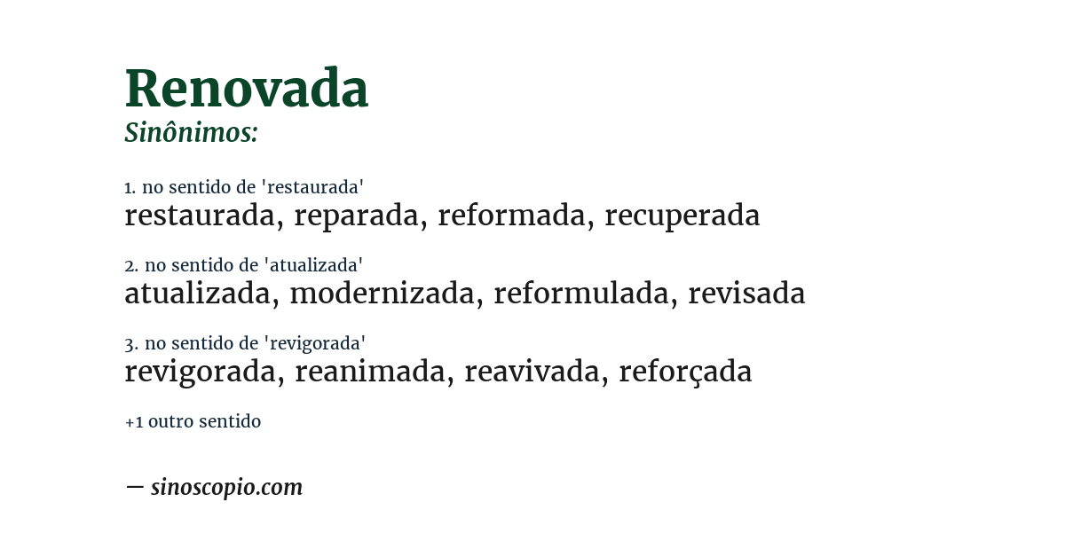 Sinônimo de renovada