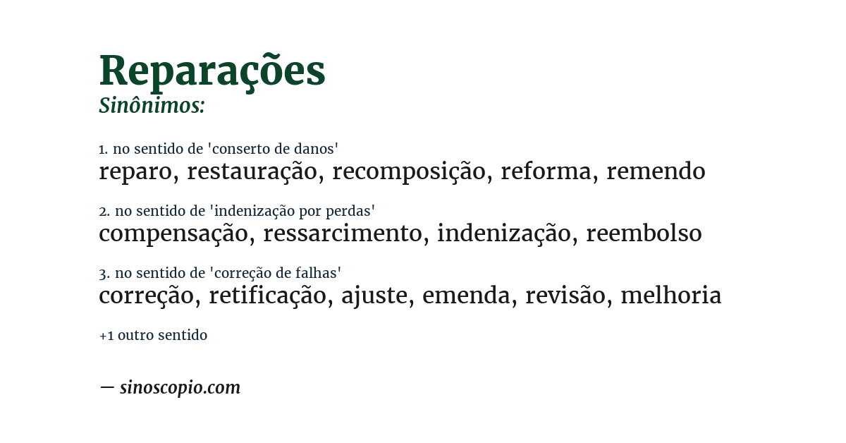 Sinônimo de reparações