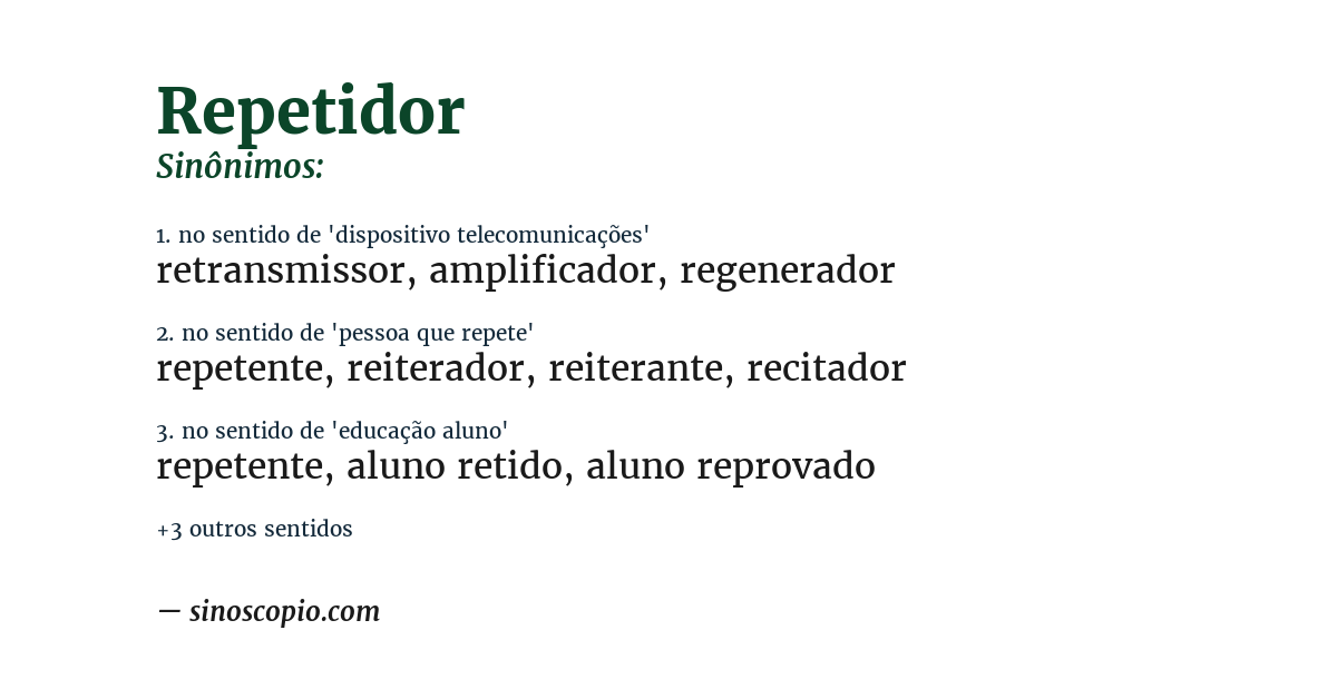 Sinônimo de repetidor