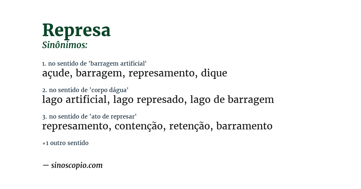 Sinônimo de represa