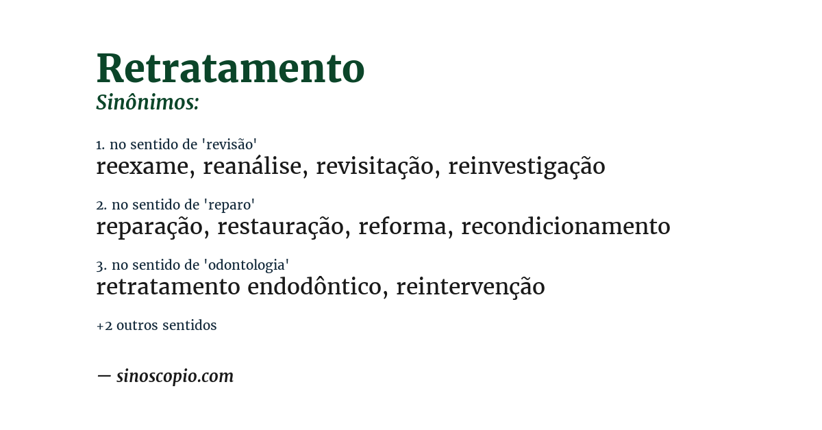Sinônimo de retratamento