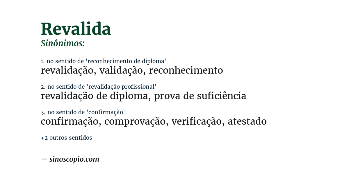 Sinônimo de revalida