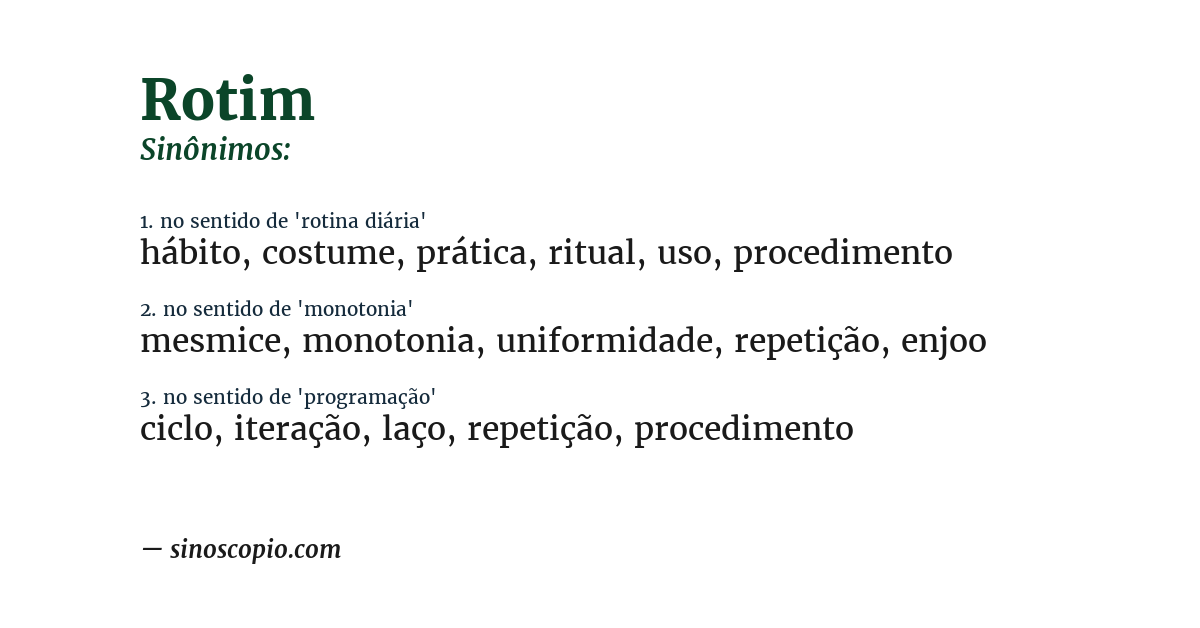 Sinônimo de rotim