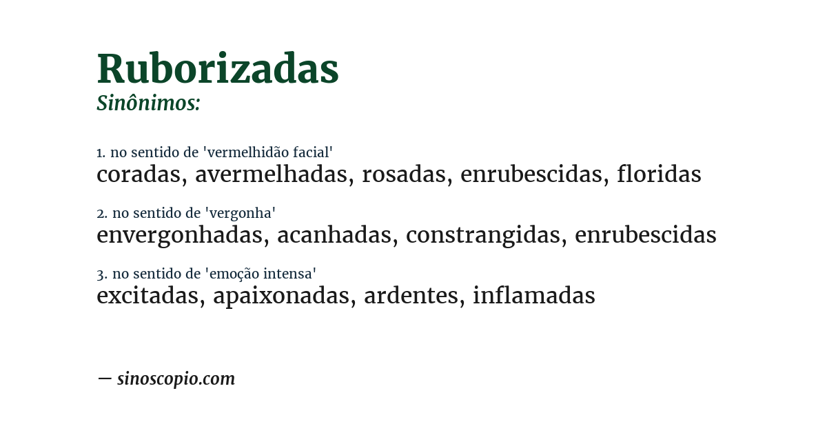 Sinônimo de ruborizadas