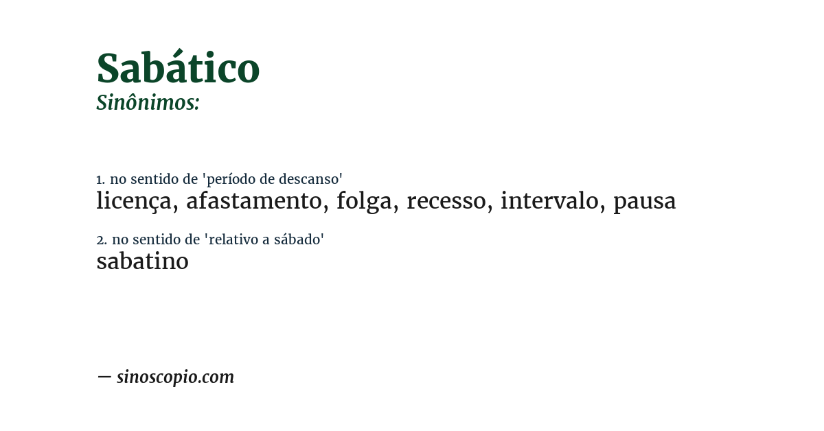 Sinônimo de sabático