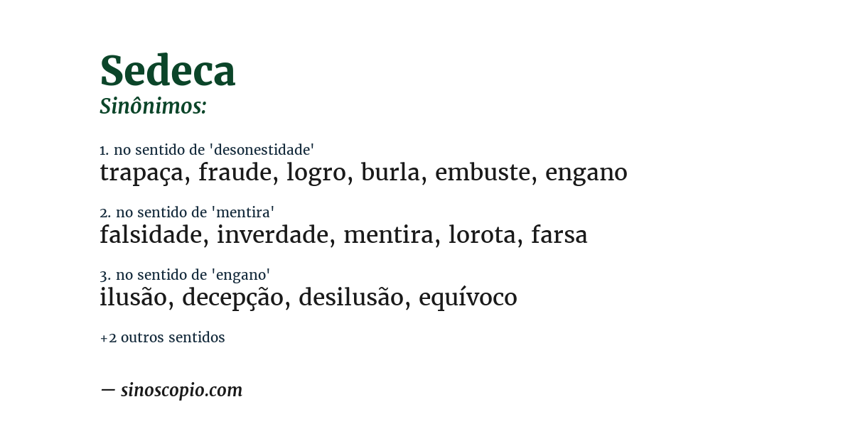 Sinônimo de sedeca