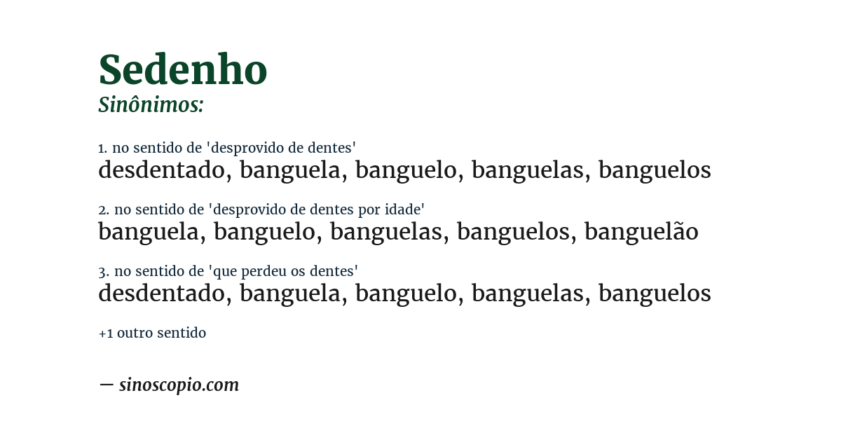 Sinônimo de sedenho