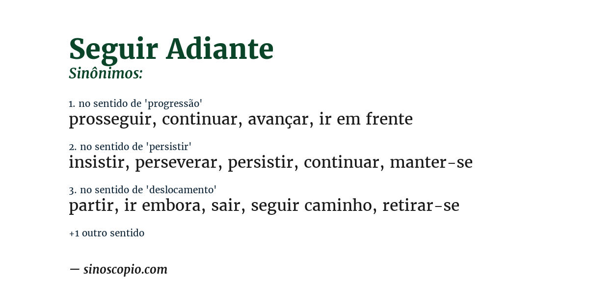Sinônimo de seguir adiante