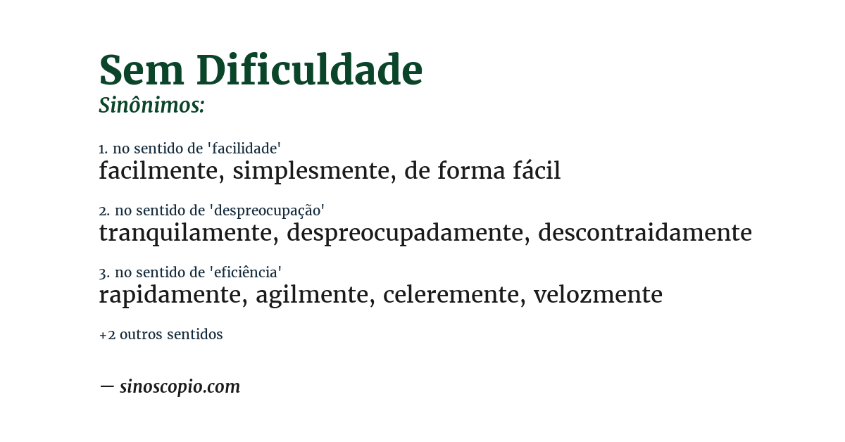 Sinônimo de sem dificuldade