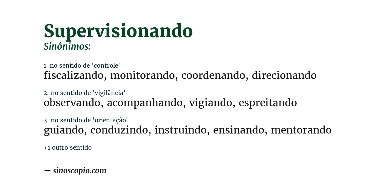 Sinônimo de supervisionando