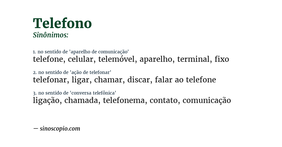 Sinônimo de telefono
