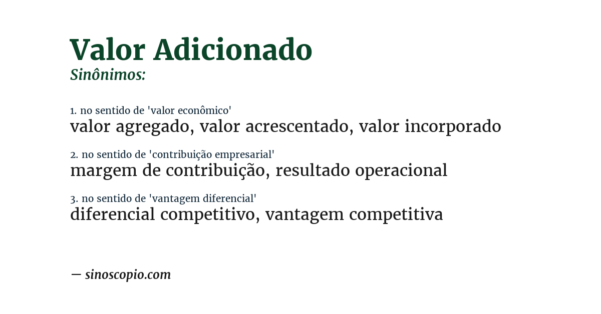 Sinônimo de valor adicionado