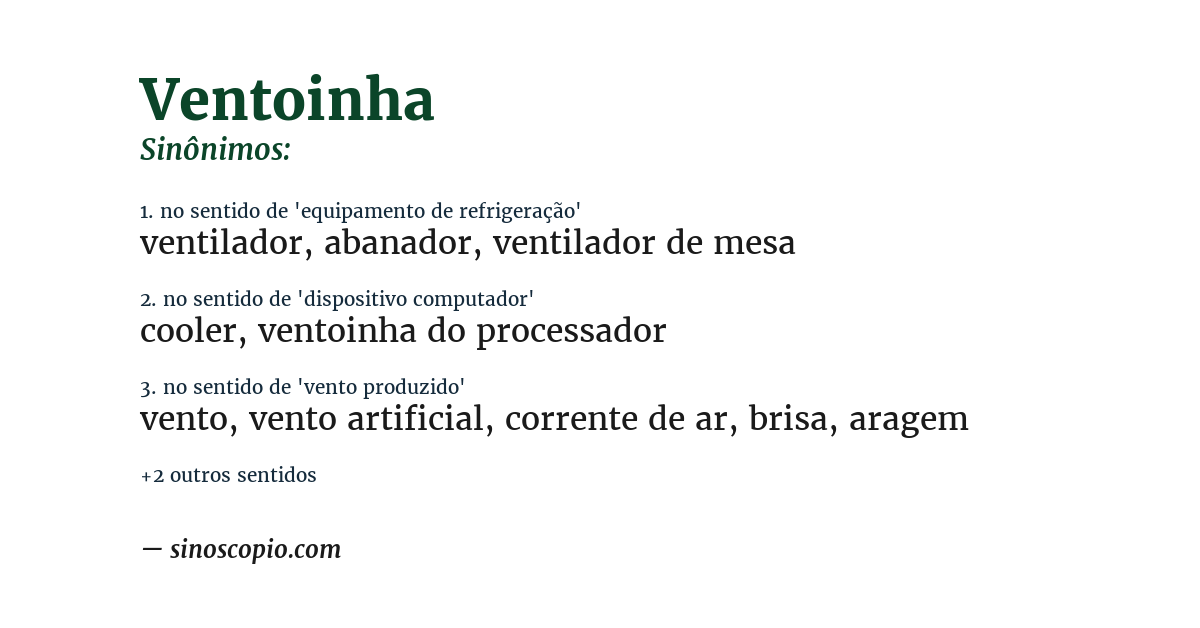 Sinônimo de ventoinha
