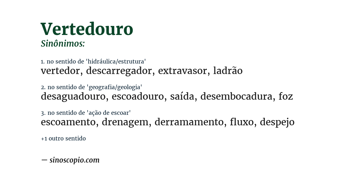 Sinônimo de vertedouro