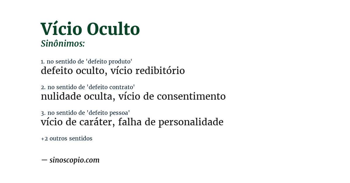 Sinônimo de vício oculto