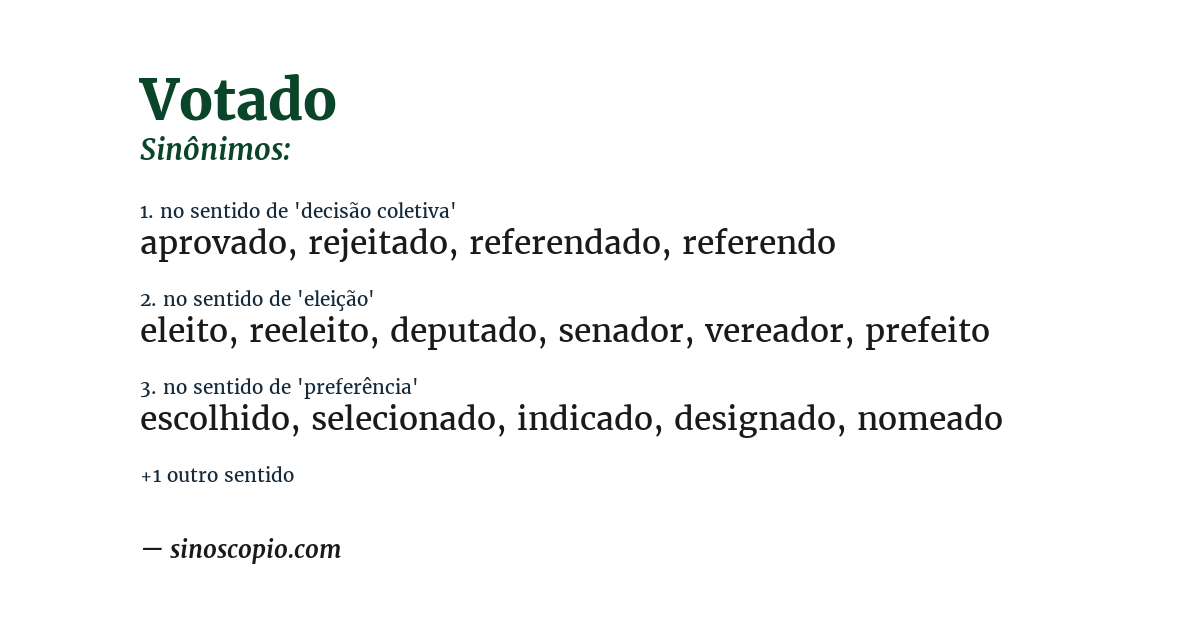Sinônimo de votado