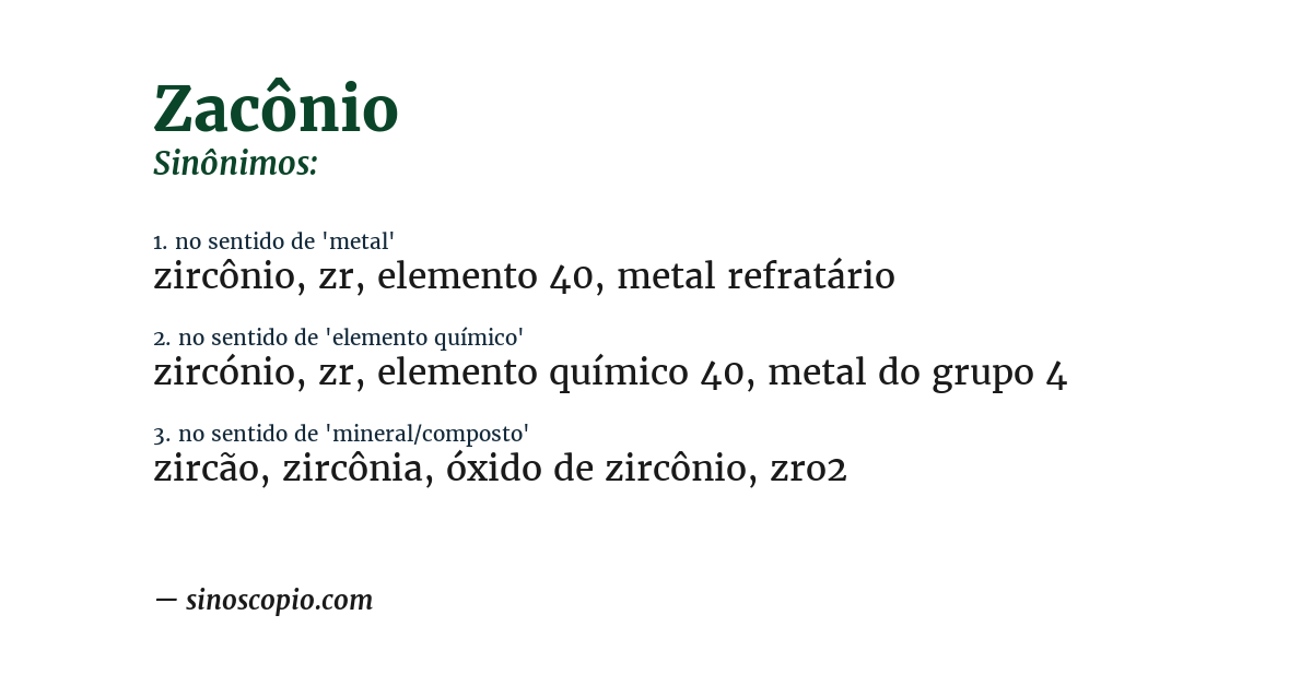 Sinônimo de zacônio