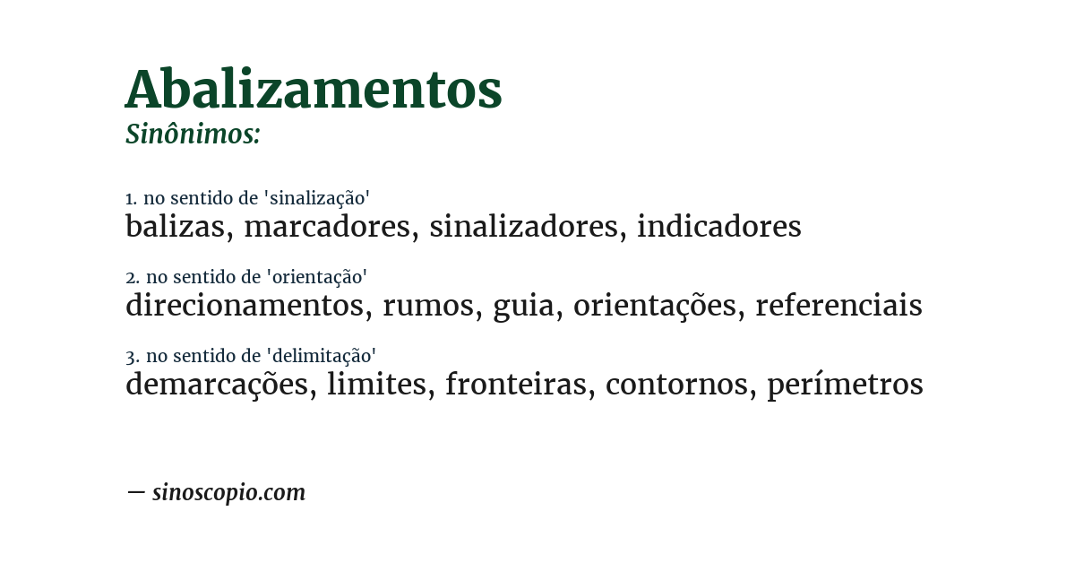 Sinônimo de abalizamentos