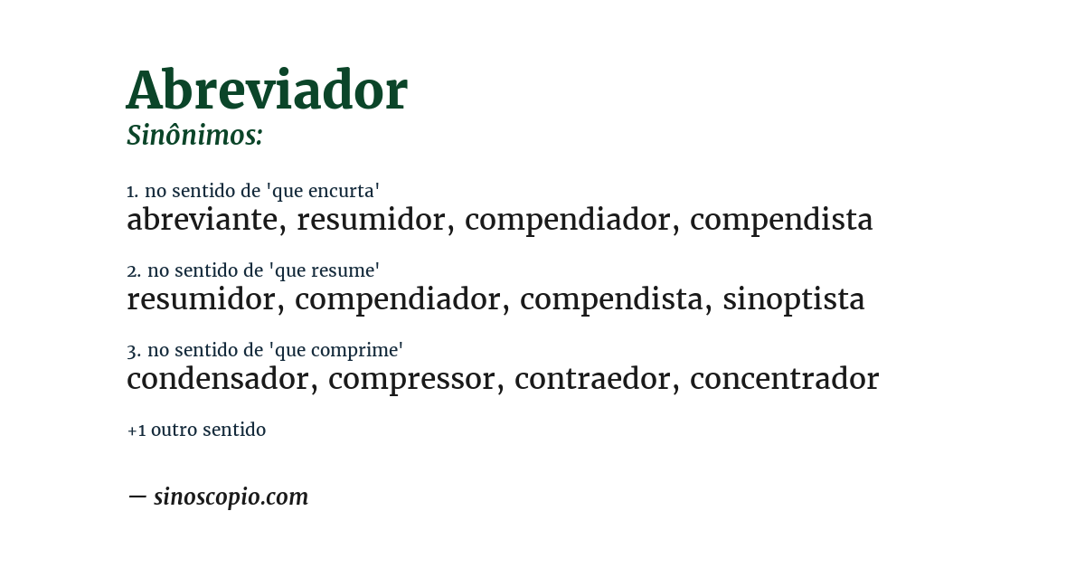Sinônimo de abreviador