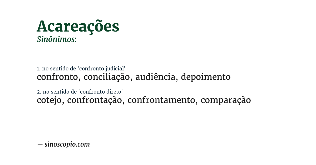 Sinônimo de acareações