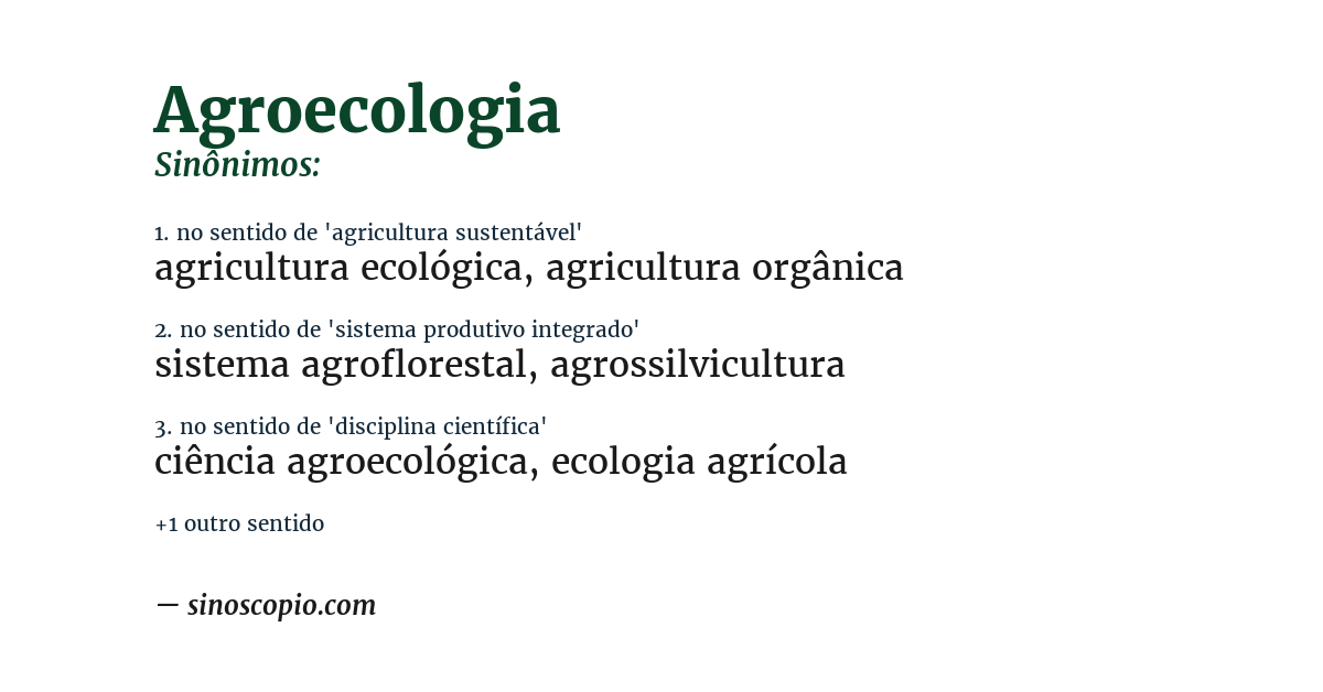 Sinônimo de agroecologia