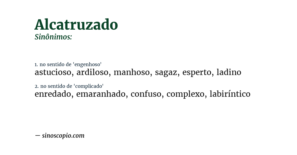 Sinônimo de alcatruzado