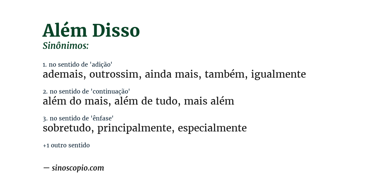 Sinônimo de além disso