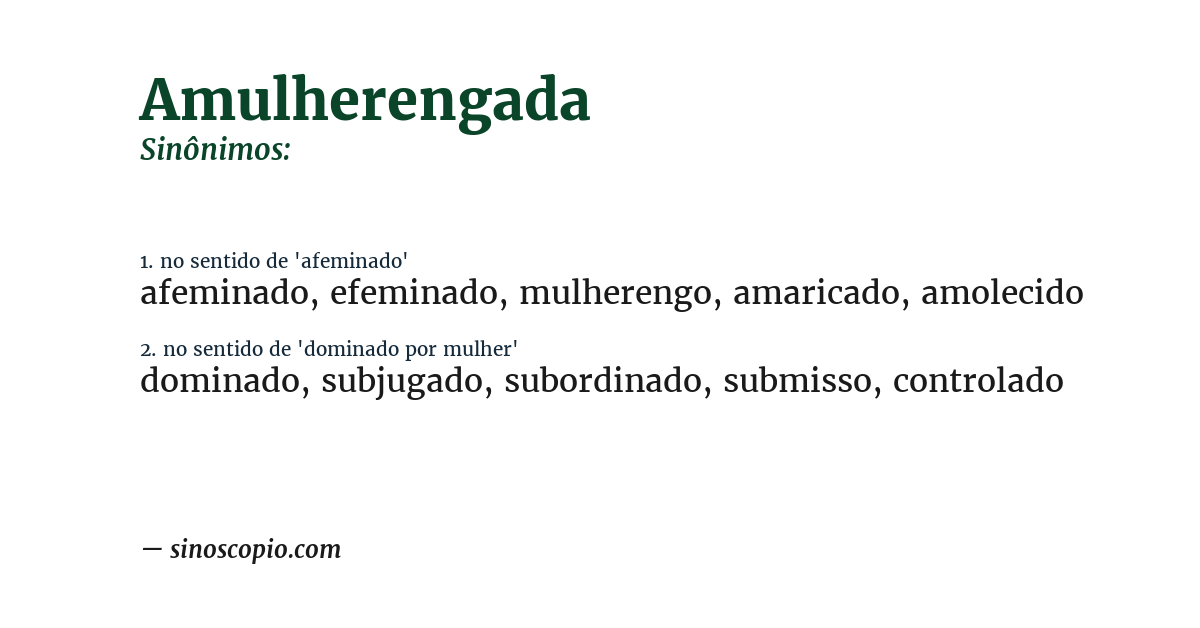 Sinônimo de amulherengada