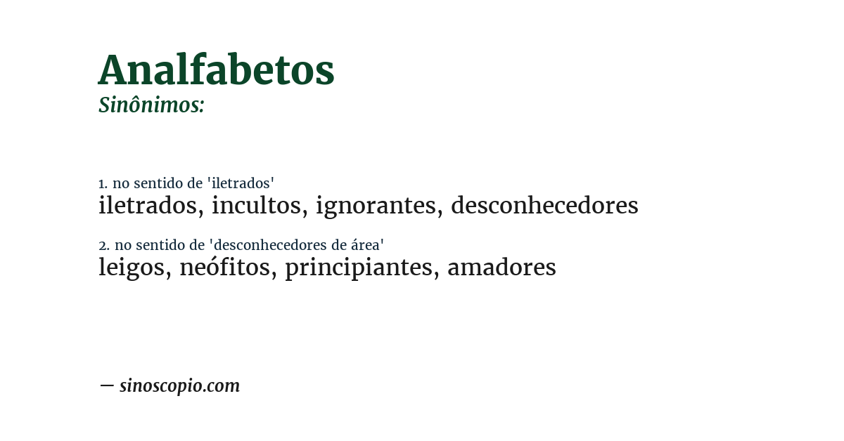 Sinônimo de analfabetos