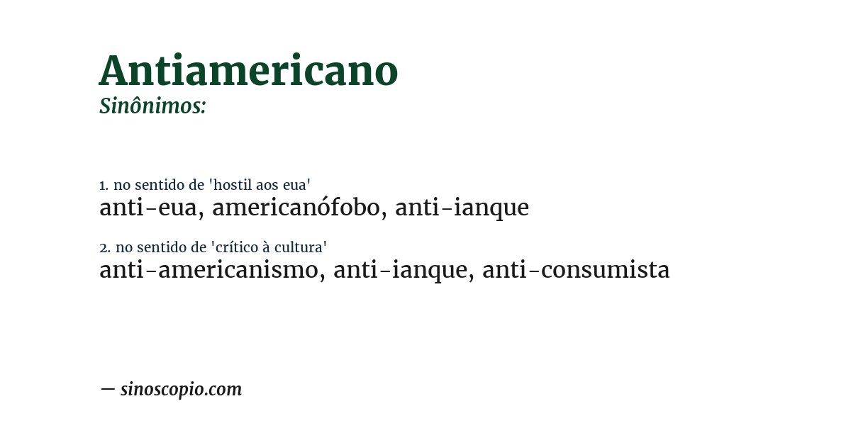 Sinônimo de antiamericano