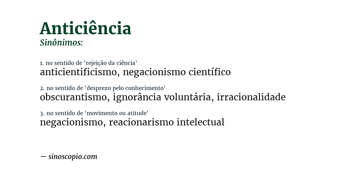 Sinônimo de anticiência