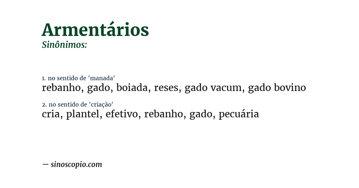 Sinônimo de armentários